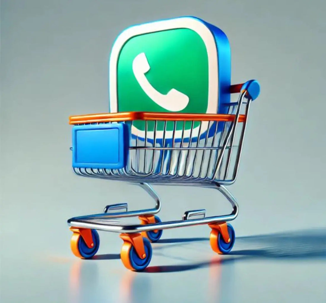 Winkelwagen met WhatsApp icoon voor betrouwbare webshops en social media tips