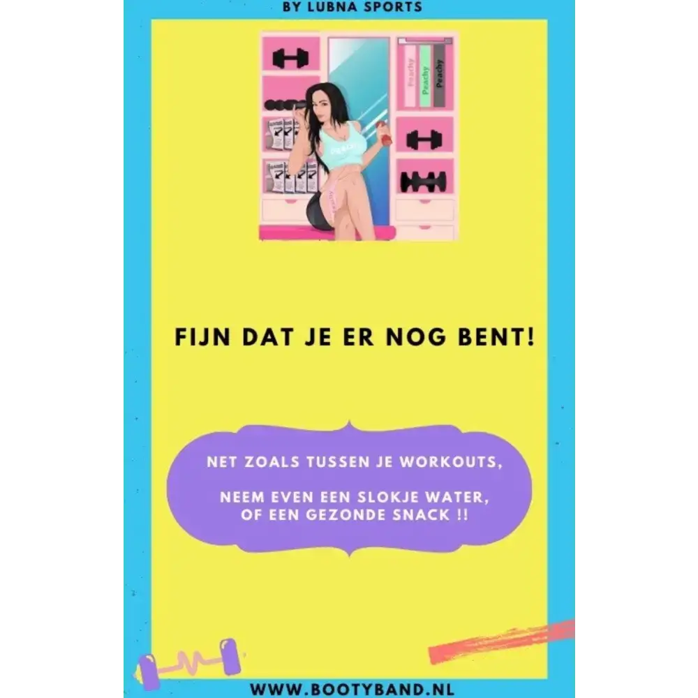 Fitnessposter met platte buik en booty bands voor een strakkere booty