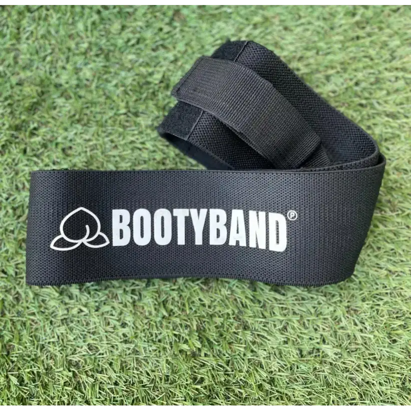 Zwarte verstelbare booty band voor workout en krachttraining, ideaal voor je booty