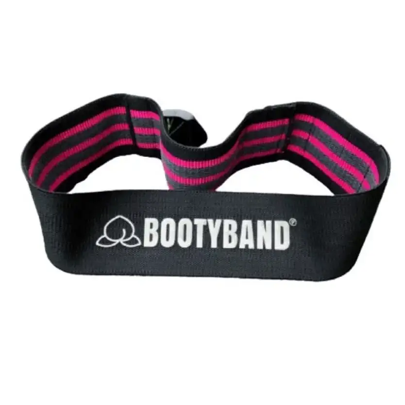 Zwarte en roze verstelbare booty band voor workout en krachttraining