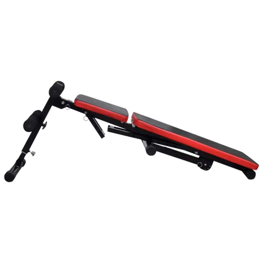 Adjustable multifunctionele sit-up bankje met rood en zwart paddings voor ultieme workout