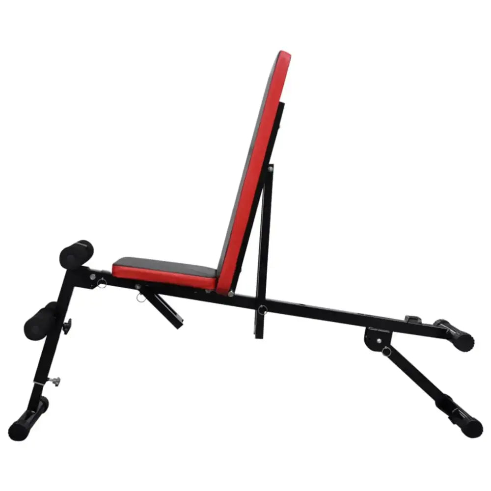 Adjustable multifunctionele sit-up bankje met rode en zwarte padding voor je workout