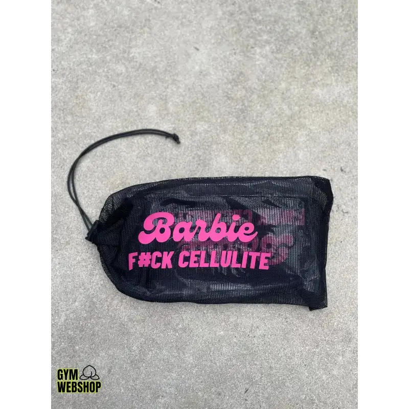 Zwarte mesh tas met roze tekst voor Barbie Booty Band en Rolschaatsen Set