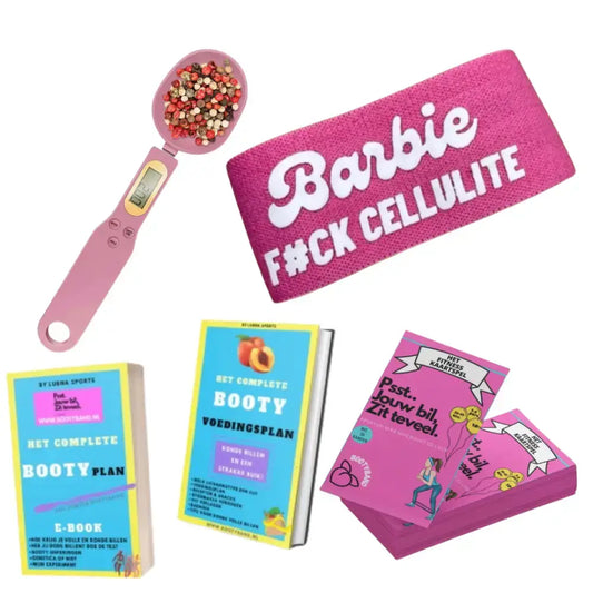 Roze fitness bundel met booty band en merchandise voor je workout plezier