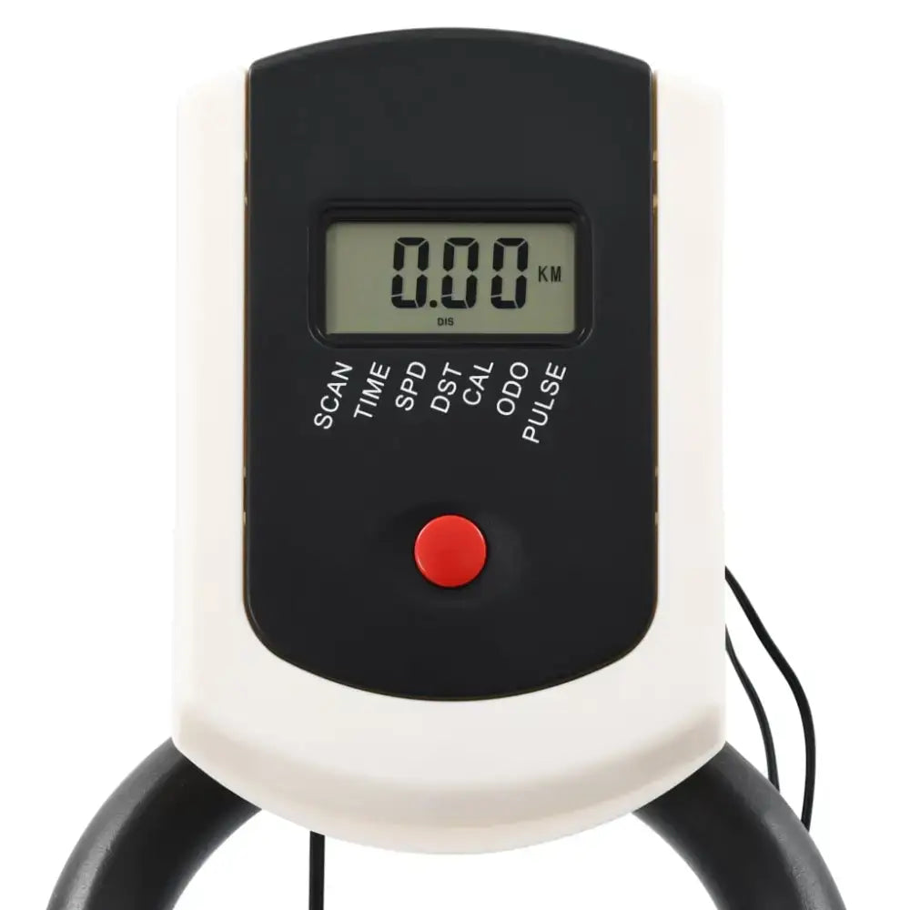 Exercise bike console op compacte hometrainer met verstelbaar zadel en rubberen riemaandrijving