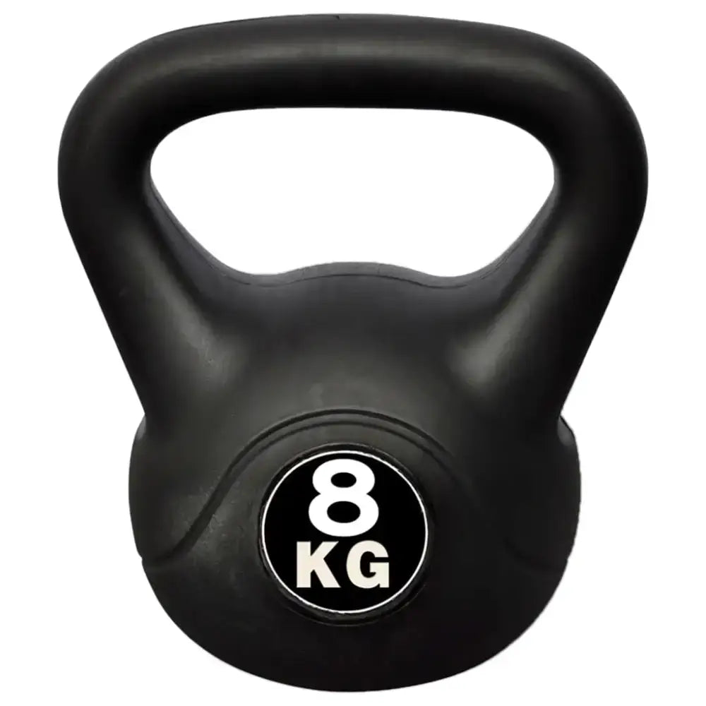 Zwarte kettlebell met kunststof buitenkant en coating voor ideale workout