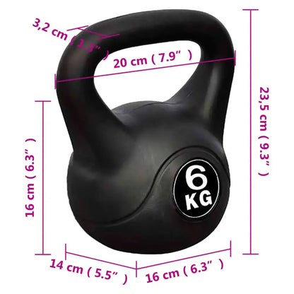 6 kg kettlebell met kunststof coating en getextureerde grip