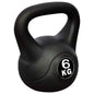 6 kg zwarte kettlebell met kunststof coating en getextureerde grip