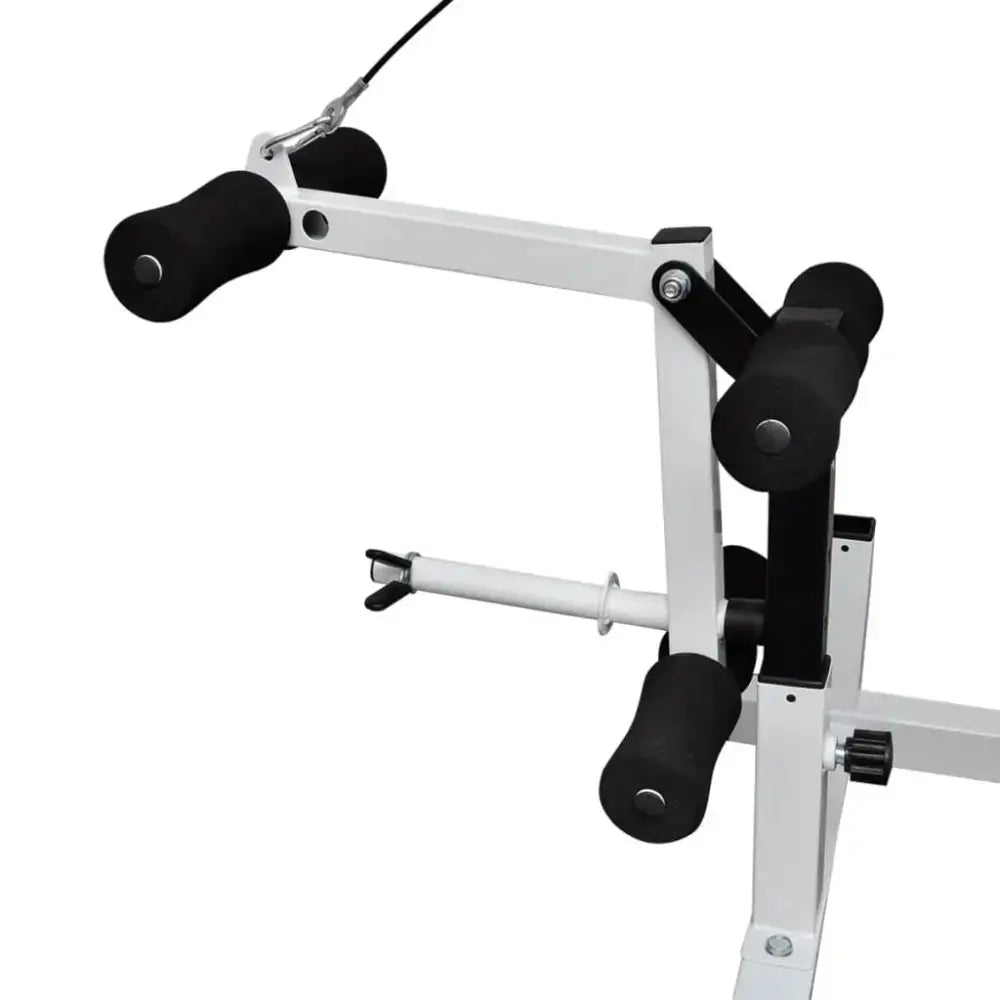 Ideale Trainingshulp witte en zwarte gewichtsbank met verstelbare niveaus en armcurl kussen