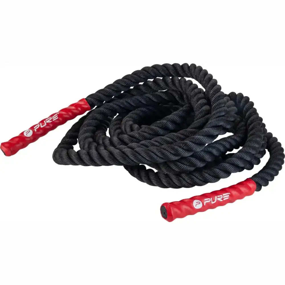 Pure2Improve battle rope met rode handgrepen voor effectiever trainen
