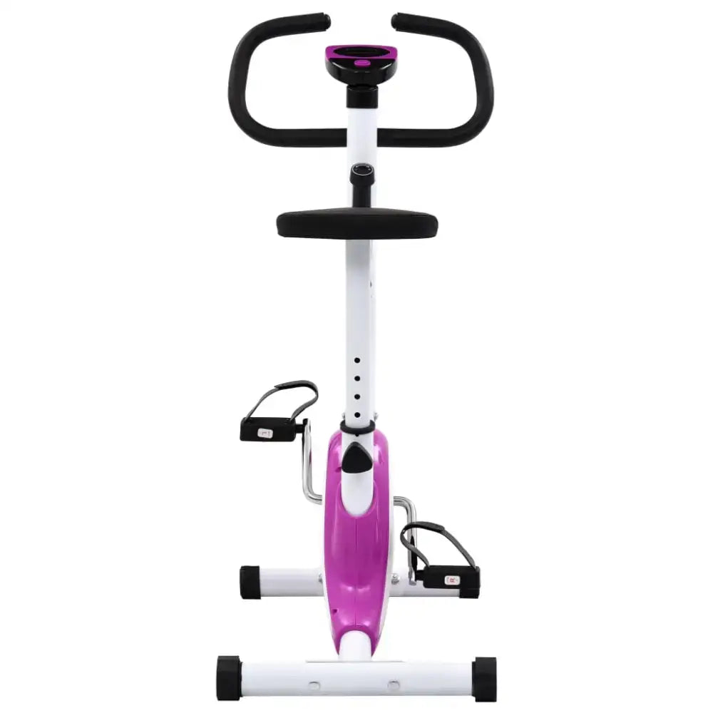 Robuuste hometrainer met anti-slip pedalen in paars en wit