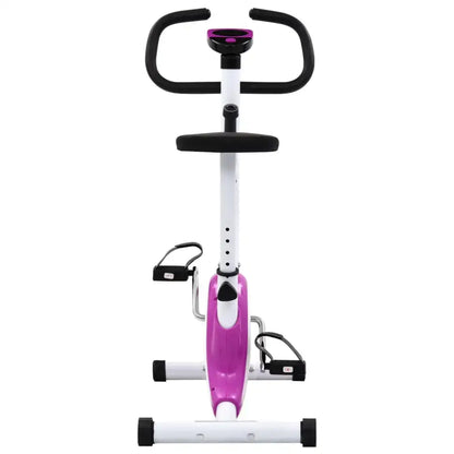 Robuuste hometrainer met anti-slip pedalen in paars en wit