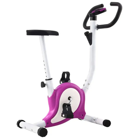 Robuuste hometrainer met anti-slip pedalen in paars en wit