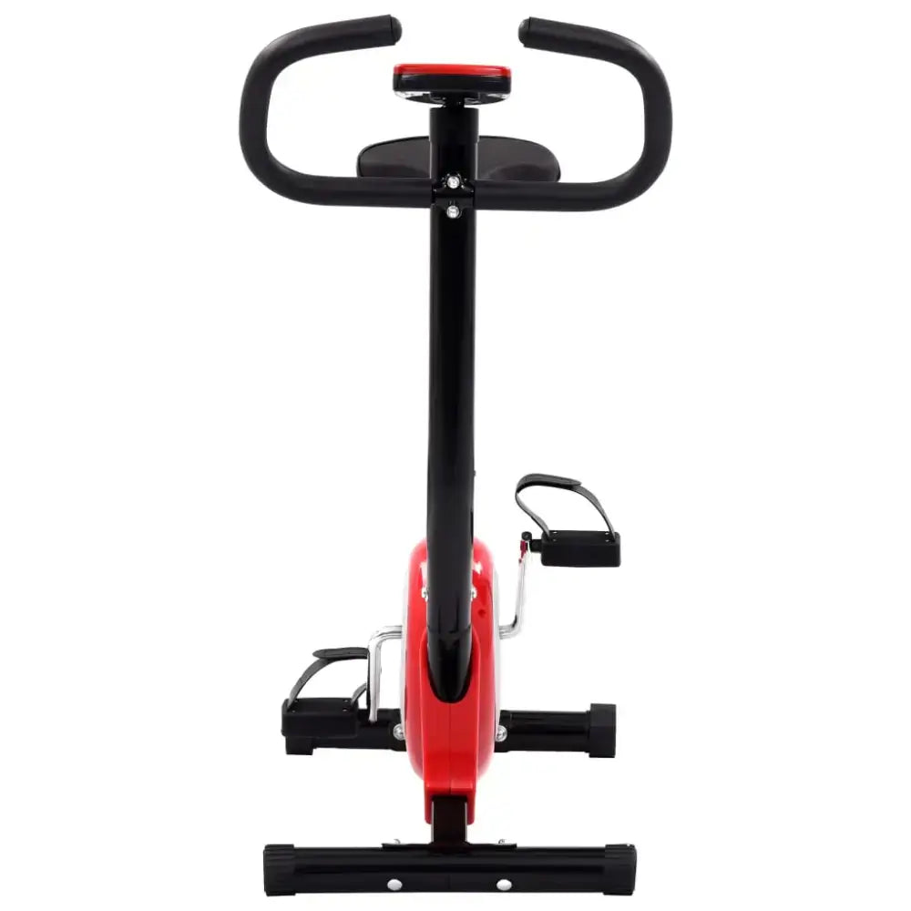 Stevige hometrainer met verstelbaar zadel, rood-zwart, digitaal display