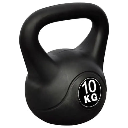 10 kg zwarte kettlebell met getextureerde grip voor veilig trainen