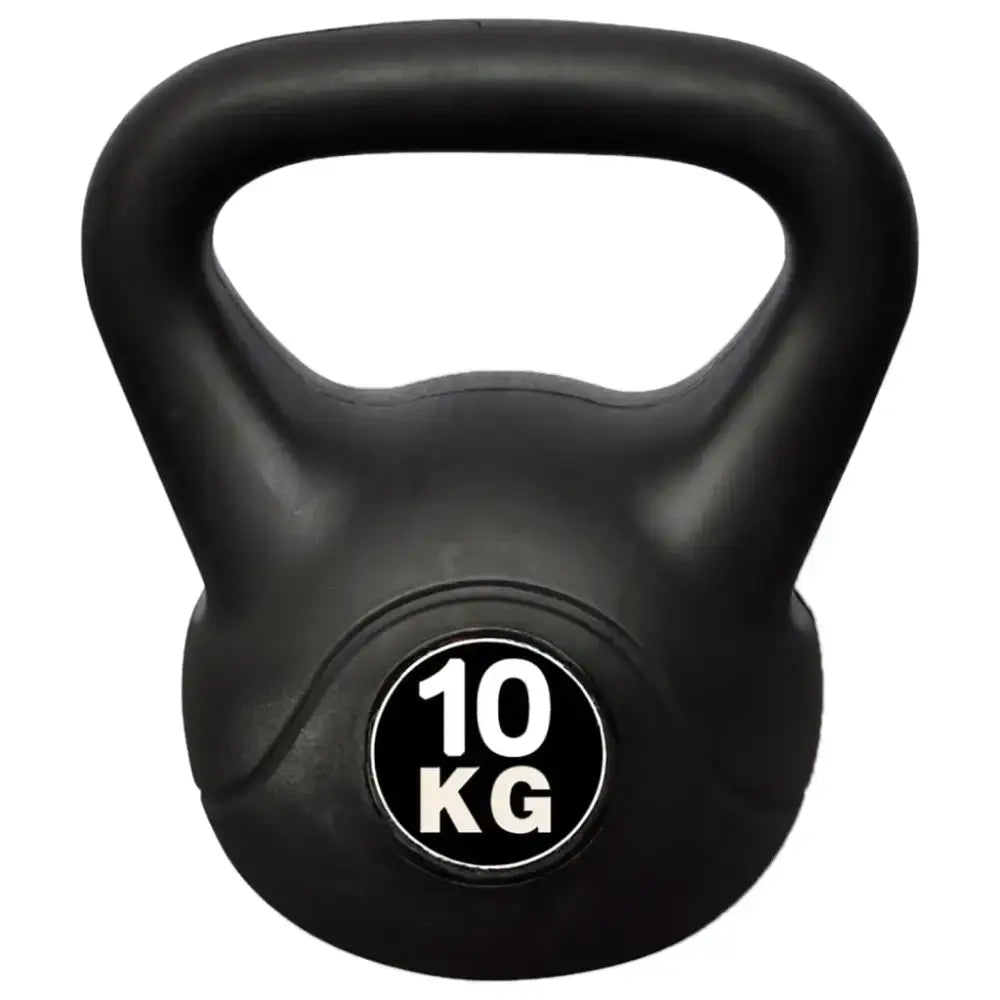 10 kg zwarte kettlebell met textuur grip voor veilig trainen