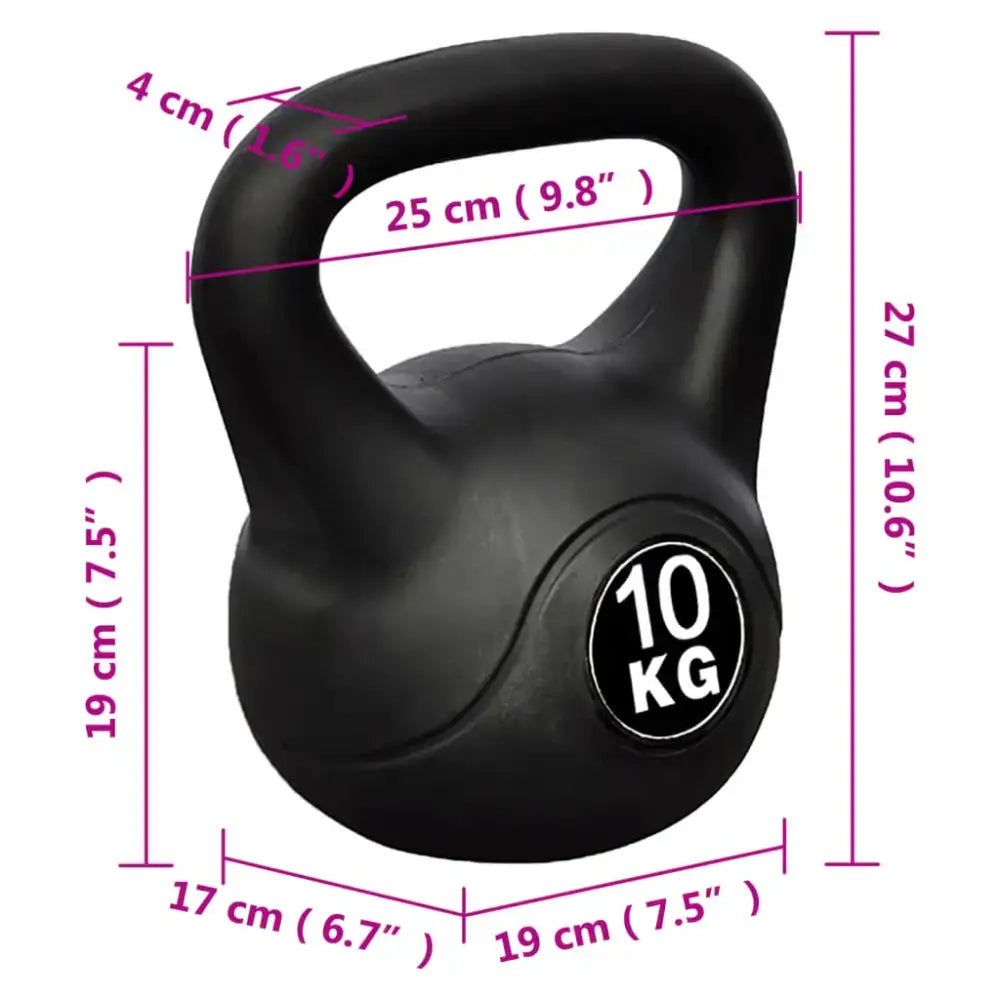 10 kg zwarte kettlebell met handgreep voor veilig trainen